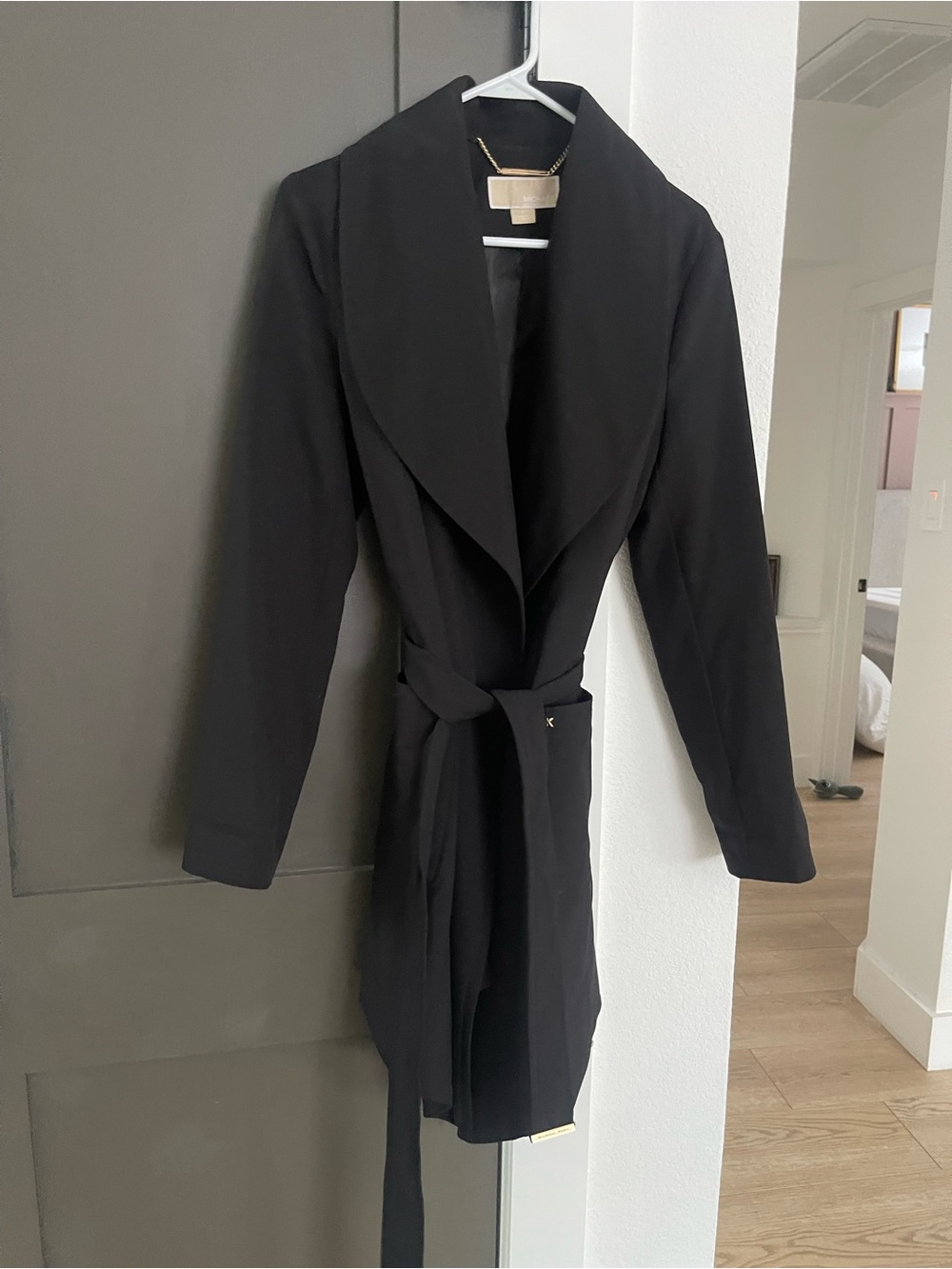 Michael Kora Black Wrap Trench Coat